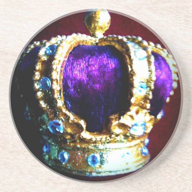 CROWN ROYALTY PURPLE VELVET SANDSTONE COASTER (Front)