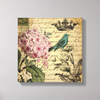 crown script hydrangea bird french botanical