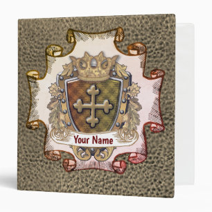 Crown Shield Family Crest Surname 3 Ring Binder