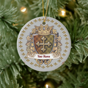 Crown Shield Family Crest Surname custom ornament