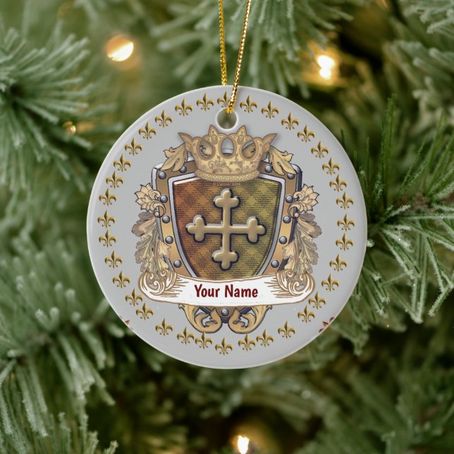Crown Shield Family Crest Surname custom ornament (Tree)