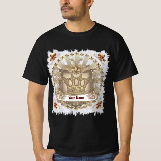 Crown Shield Family Crest Surname T-Shirt (Front)