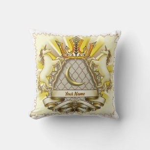 Crown Shield Unicorn Throw Pillow