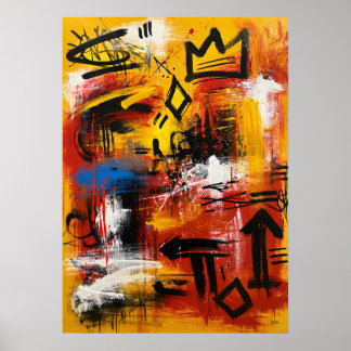 Crown Signal Neo Expressionist Abstract Art Poster