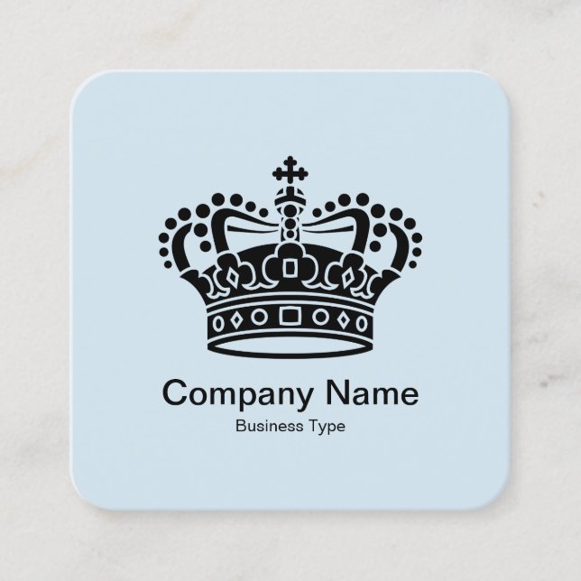 Crown Symbol - Black on Pale Blue Square Business Card (Front)