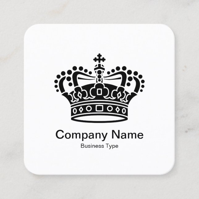 Crown Symbol - Black on White Square Business Card (Front)