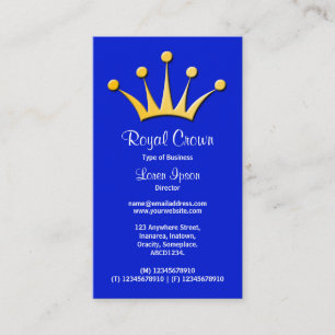 Crown Symbol - Blue 0019d1 Business Card