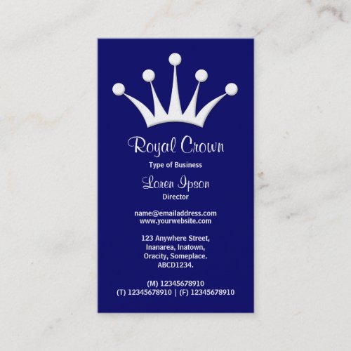 Crown Symbol _ Dark Blue 000066 Gold Business Card
