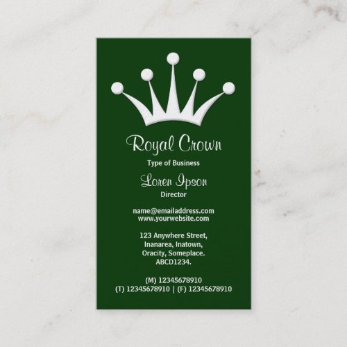 Crown Symbol _ Dark Green 003300 Gold Business Card