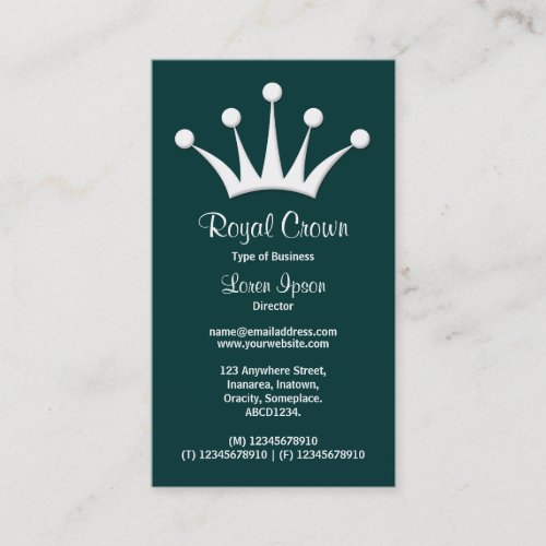 Crown Symbol _ Dark Green 003333 Business Card