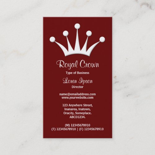 Crown Symbol _ Dark Maroon 660000 Gold Business Card