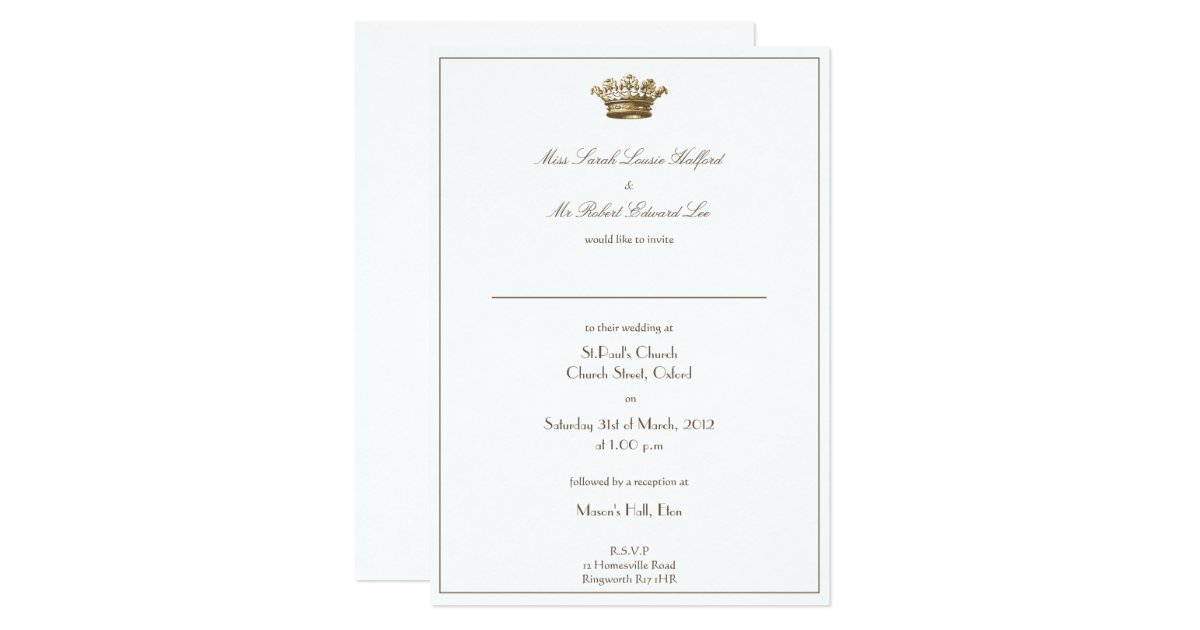 Crown Wedding Invitation | Zazzle