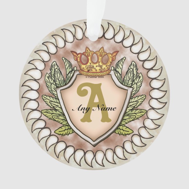 Crown Wing Monogram  Ornament (Front)