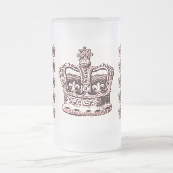 Crown With Fleur De Lis And Crosses Print Frosted Glass Beer Mug by CreativeContribution at Zazzle