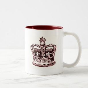 CROWN WITH FLEUR DE LIS AND CROSSES PRINT IN RED T Two-Tone COFFEE MUG