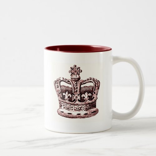 CROWN WITH FLEUR DE LIS AND CROSSES PRINT IN RED T Two_Tone COFFEE MUG