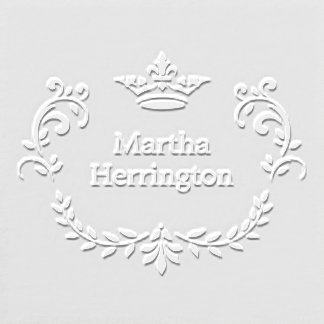 Crown with Leafy Flourish Personalized Embosser