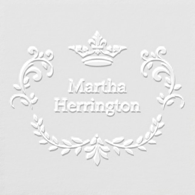 Crown with Leafy Flourish Personalized Embosser (Design)