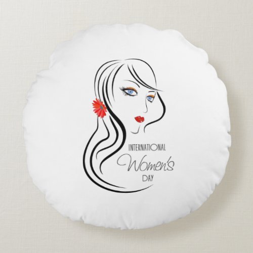 Crown women on Womens Day Round Pillow