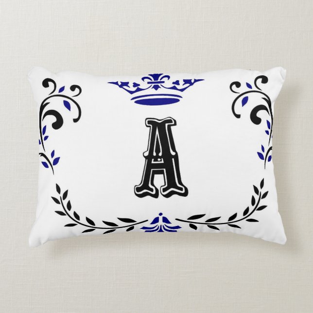 Crown Wreath A Monogram Accent Pillow (Front)