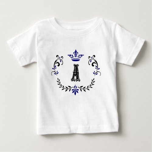 Crown Wreath A Monogram Baby T_Shirt