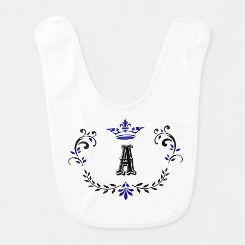 Crown Wreath A Monogram Bib