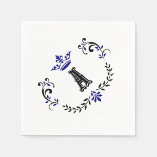 Crown Wreath A Monogram Paper Napkins