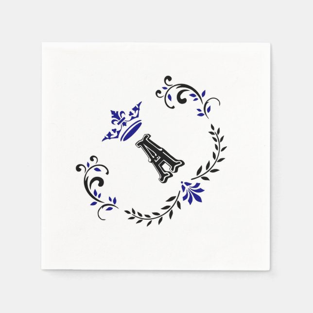 Crown Wreath A Monogram Paper Napkins (Front)