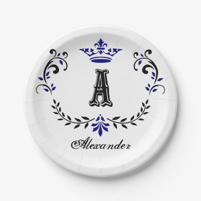 Crown Wreath A Monogram Wedding Paper Plates (Front)