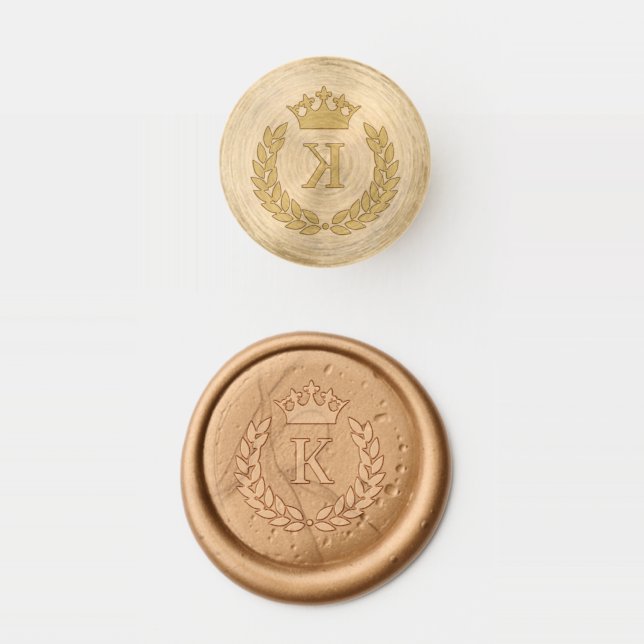 Crown Wreath Initial Wax Seal Stamp (Stamped)