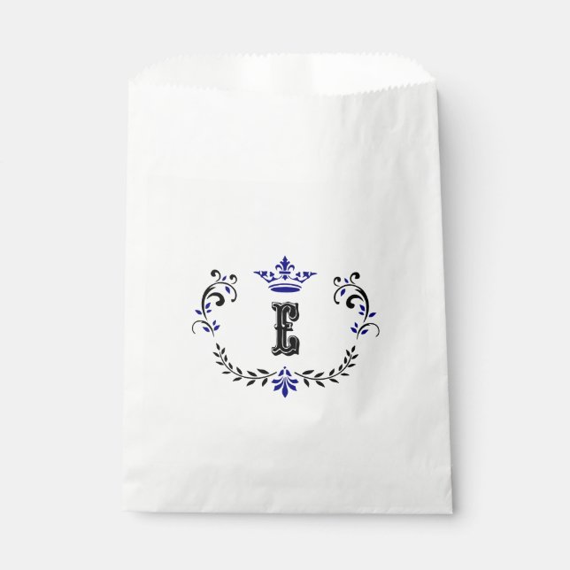 Crown Wreath Monogram 'E' Favor Bag (Front)