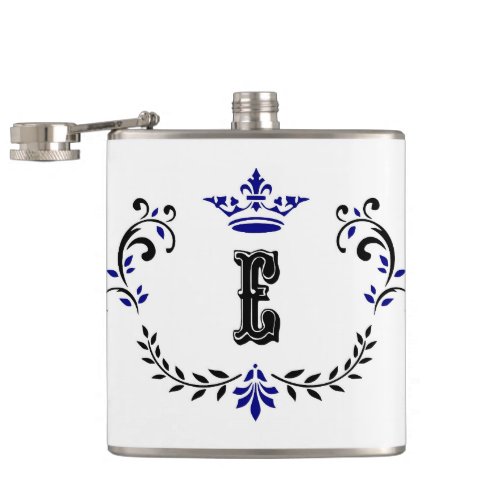 Crown Wreath Monogram E Flask