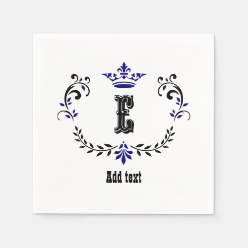 Crown Wreath Monogram E Napkins