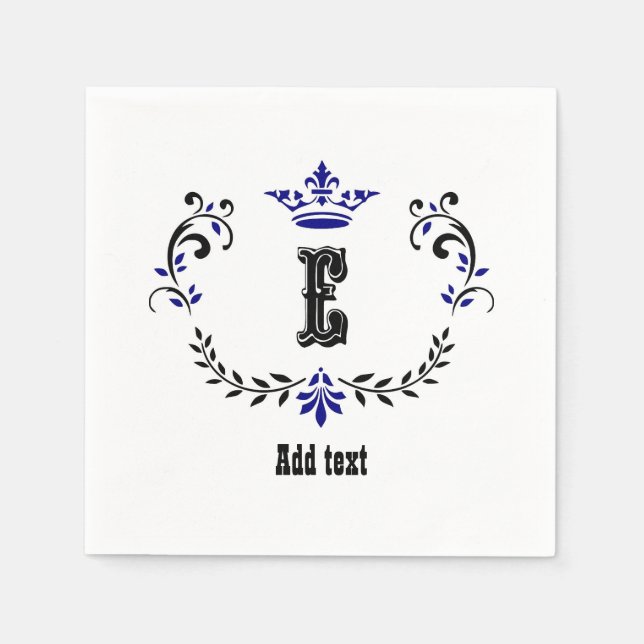 Crown Wreath Monogram 'E' Napkins (Front)