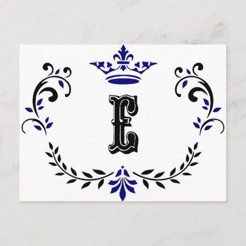 Crown Wreath Monogram E Postcard