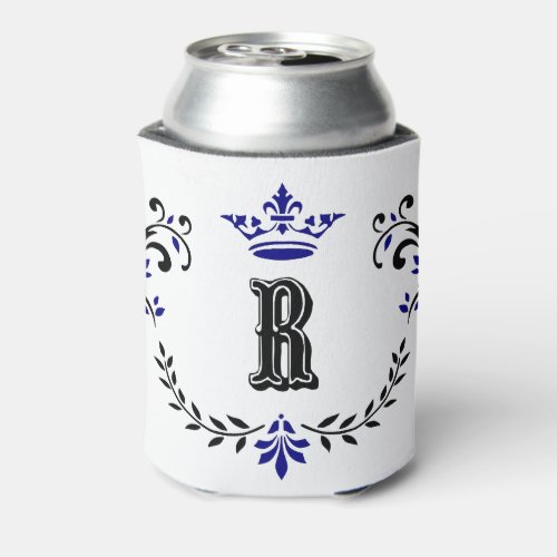 Crown Wreath Monogram R Can Cooler