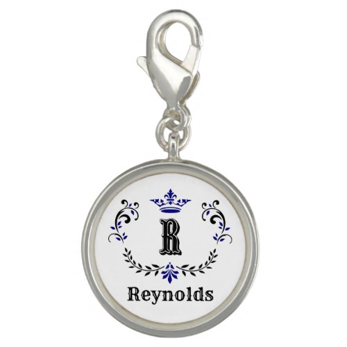 Crown Wreath Monogram R Personalized Charm