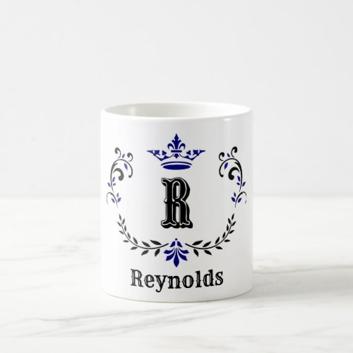 Crown Wreath Monogram R Personalized Coffee Mug