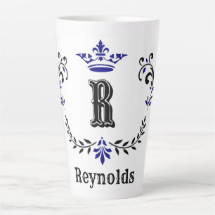 Crown Wreath Monogram 'R' Personalized Latte Mug