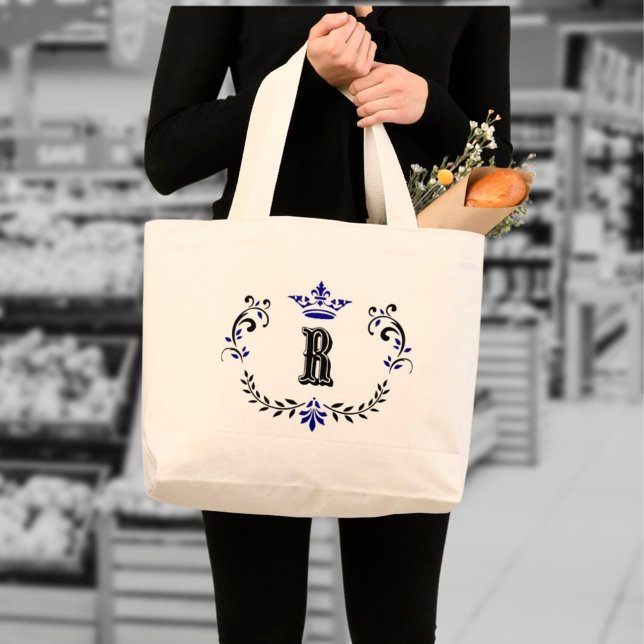 Crown Wreath Monogram 'R' Tote Bag (Creator Uploaded)