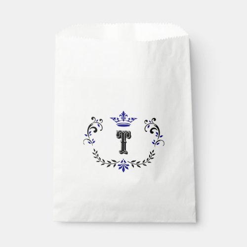 Crown Wreath Monogram T Favor Bag