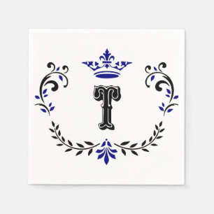 Crown Wreath Monogram 'T' Paper Napkins