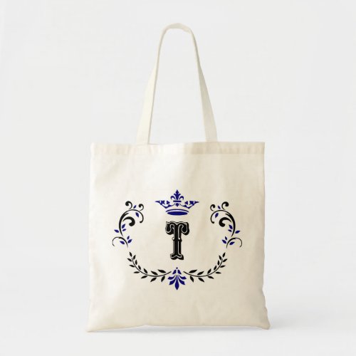 Crown Wreath Monogram T Tote Bag