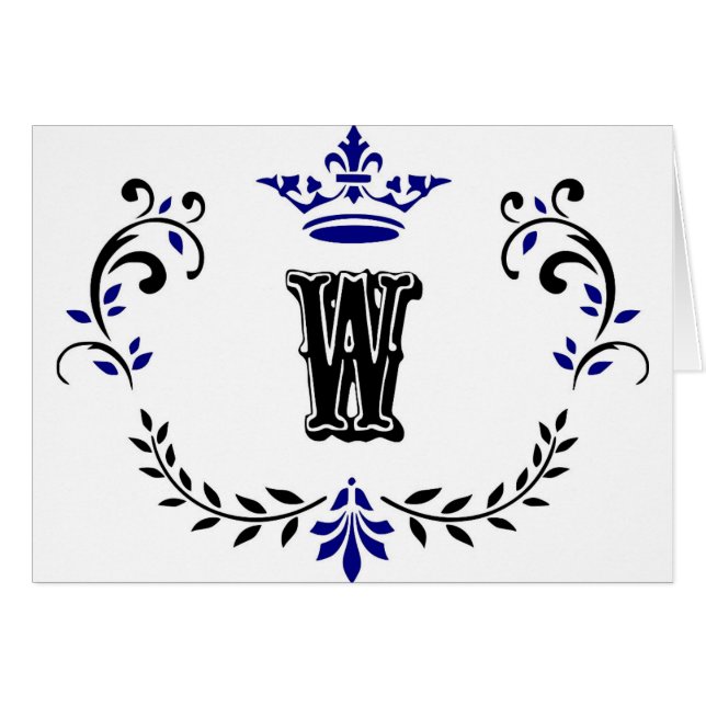 Crown Wreath Monogram 'W' Cards (Front Horizontal)