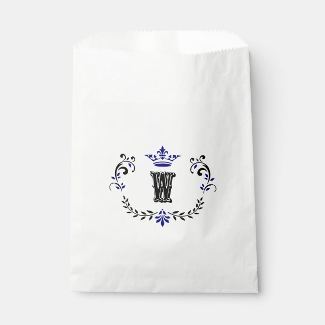 Crown Wreath Monogram 'W' Favor Bag (Front)