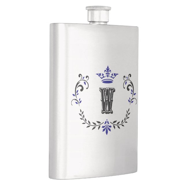Crown Wreath Monogram 'W' Flask (Right)