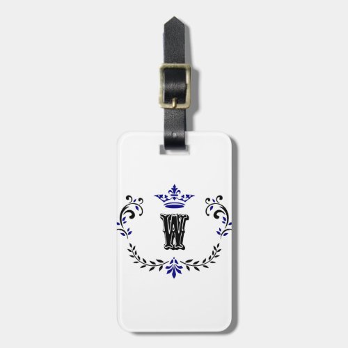 Crown Wreath Monogram W Luggage Tag