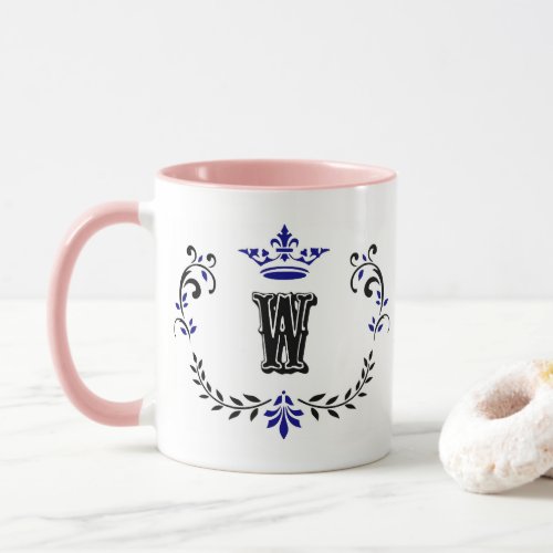 Crown Wreath Monogram W Mug