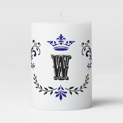 Crown Wreath Monogram W Pillar Candle