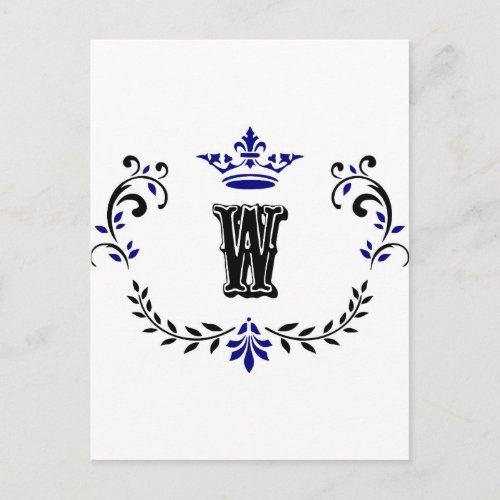 Crown Wreath Monogram W Postcard